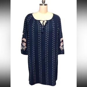 J. Jill Blue Embroidered Tunic Dress Women’s Medium